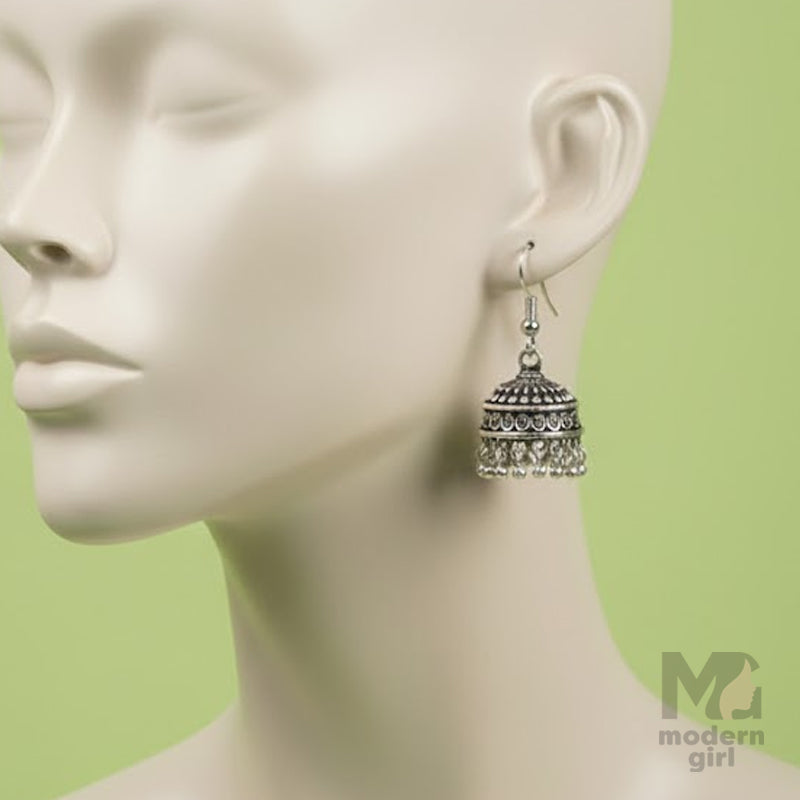 Classic Oxidized Silver Jhumka Earrings