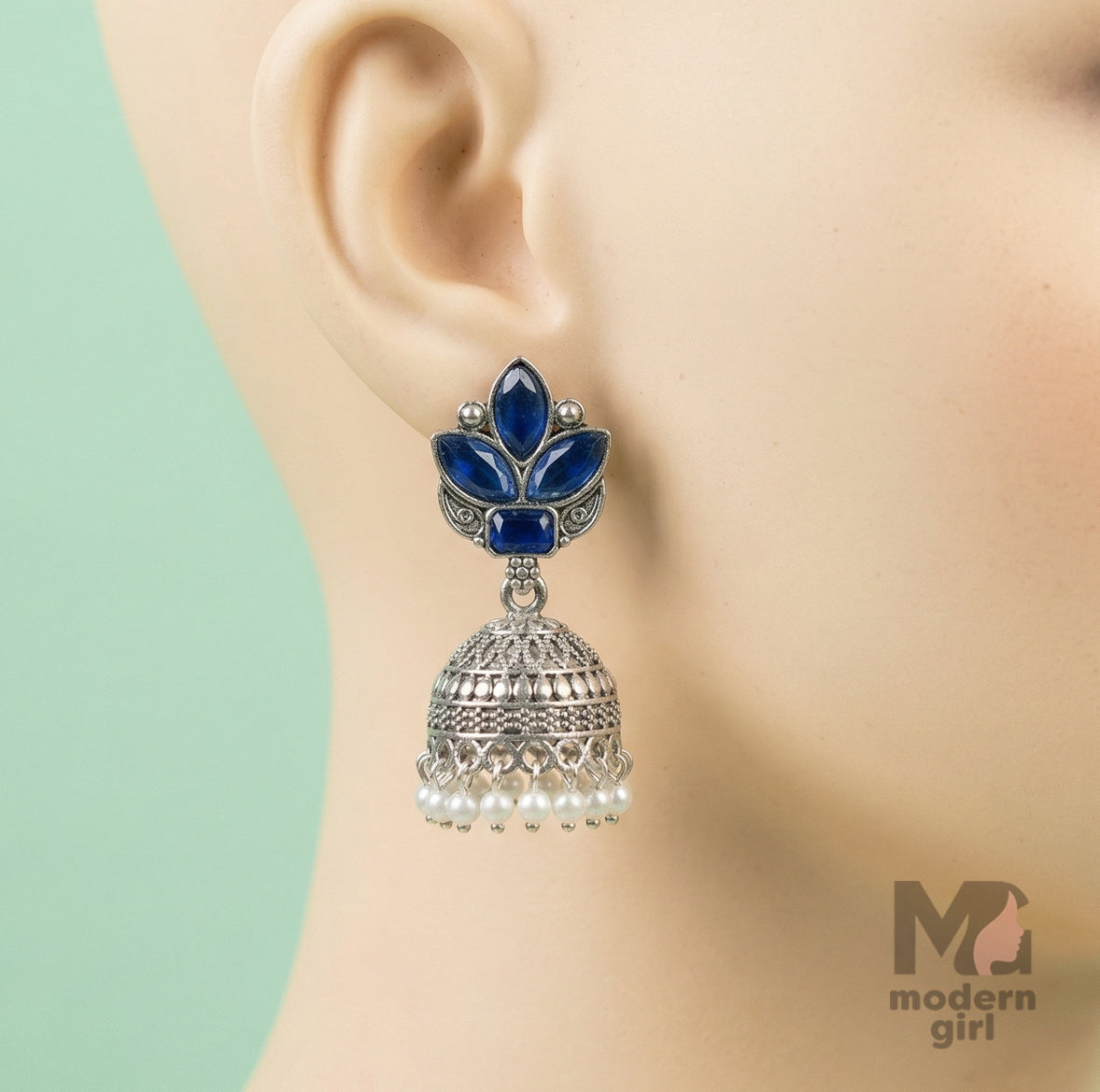 Elegant Floral Stone Jhumka Earrings for Women | Designer Pearl Drop Ethnic Jewelry