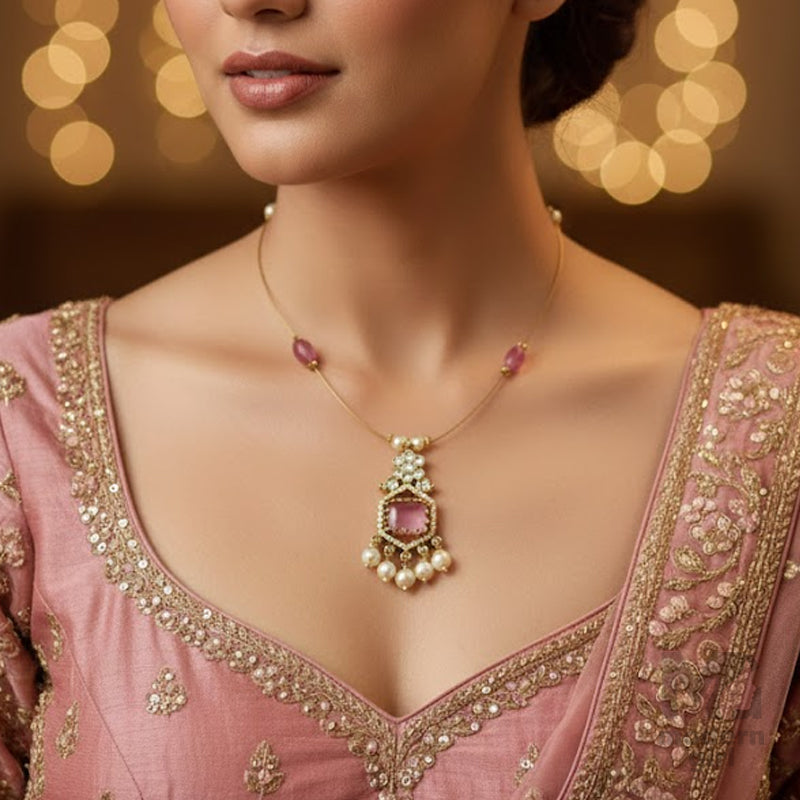 Luxury Pink Pendant Invisible Chain Necklace