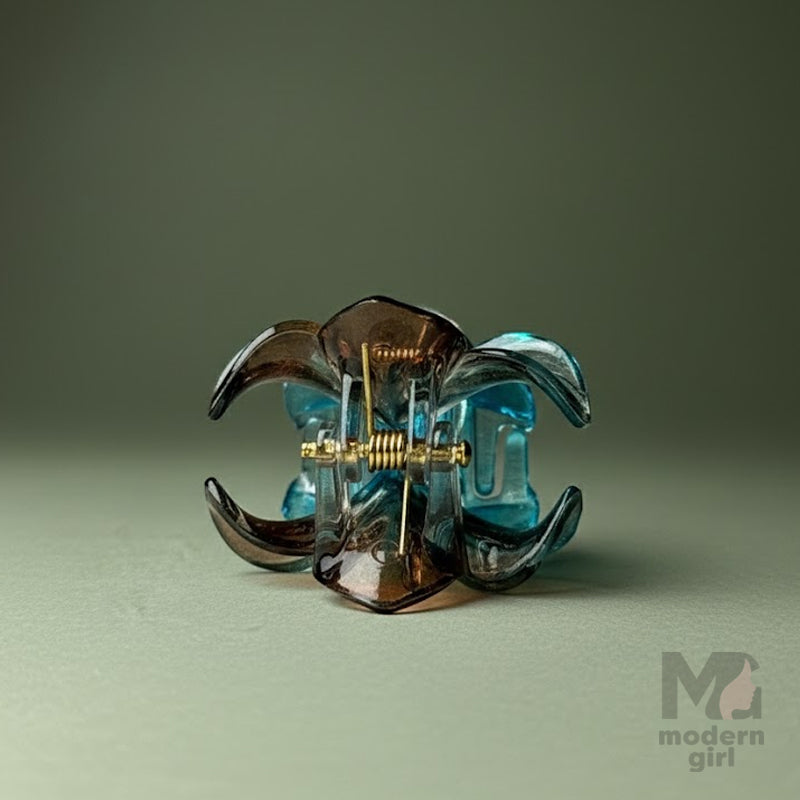 Crystal Flower Hair Claw Clip – Dual Tone