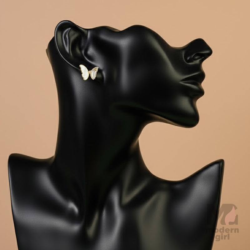 Golden Wing Crystal Stud Earrings