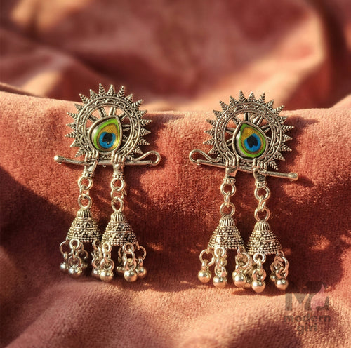 Traditional Peacock Feather Jhumka