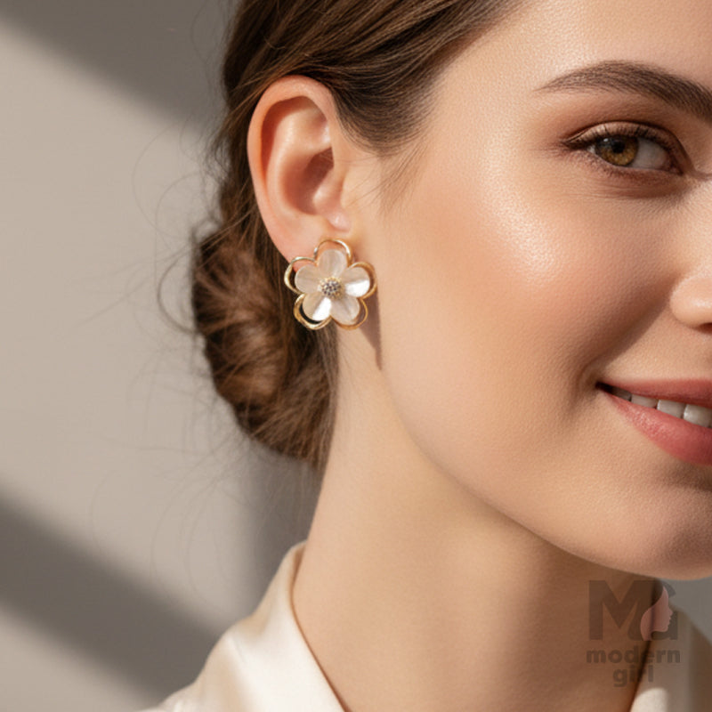Pearl Petal Blossom Stud Earrings