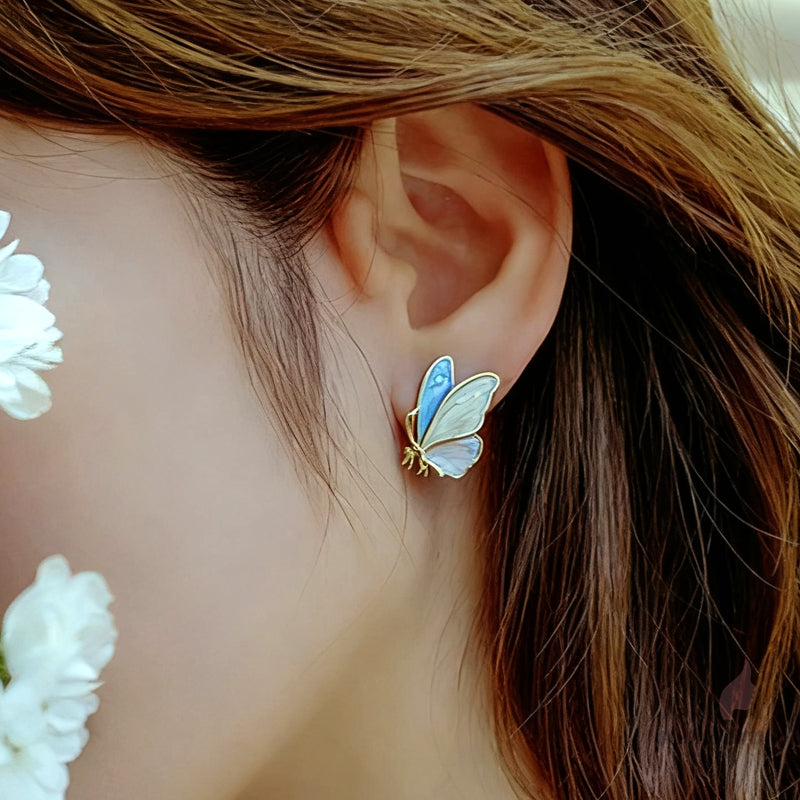 Enamel Butterfly Stud Earrings