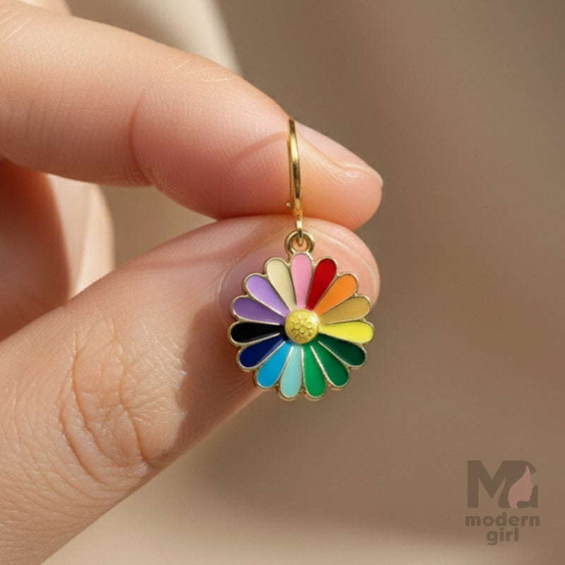 Daisy Flower Hoop Earrings