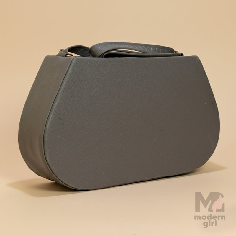 Curved Luxury Handbag with Golden Chain Handle