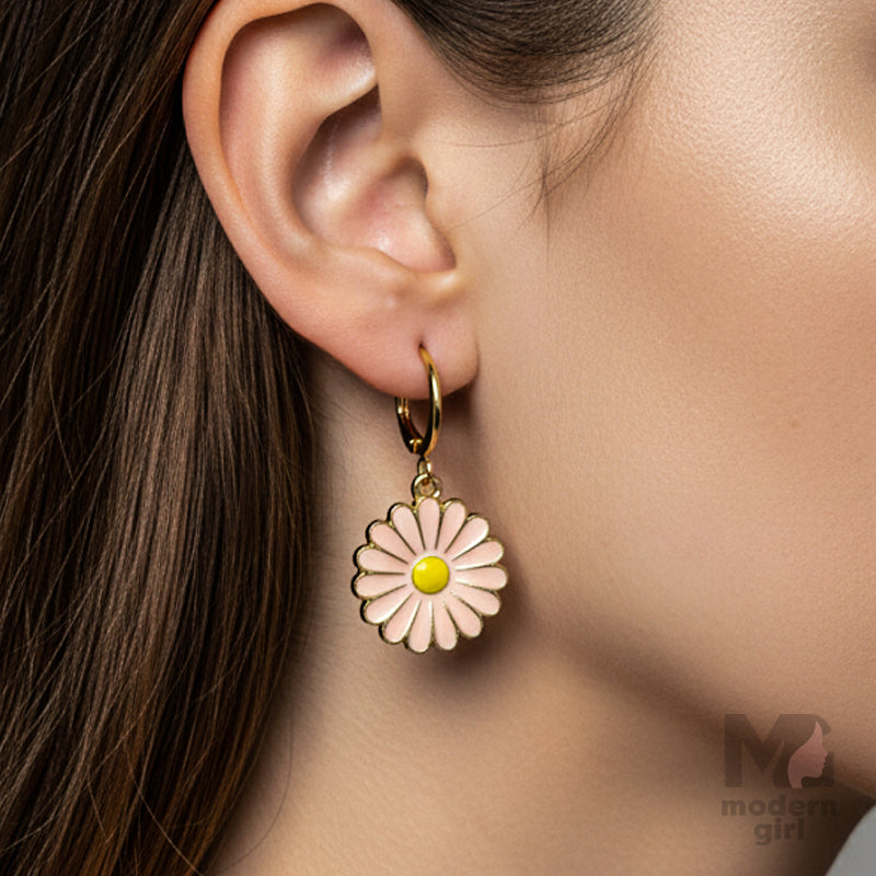 Daisy Flower Hoop Earrings