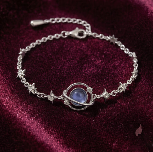 Galaxy Planet Charm Bracelet with Blue Stone – Modern Girl Jewelry