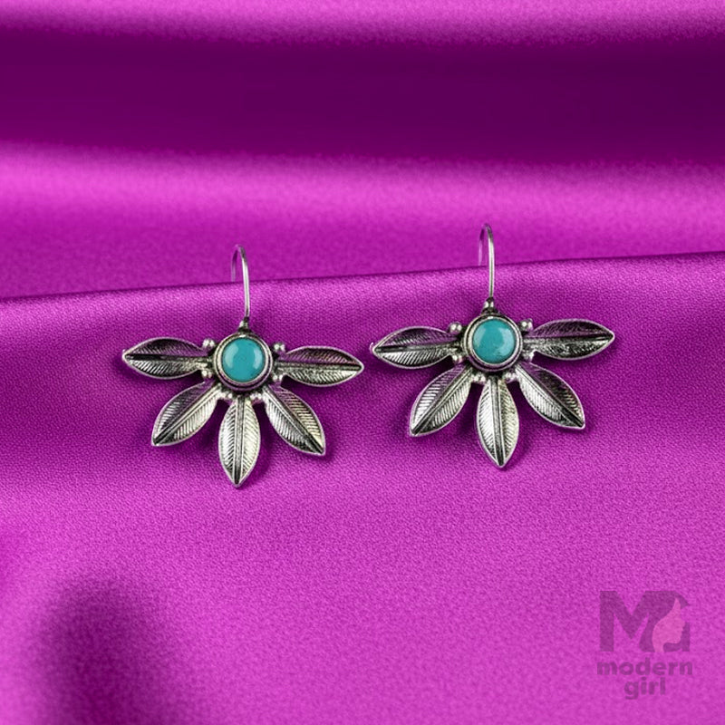 Turquoise Leaf Charm Earrings