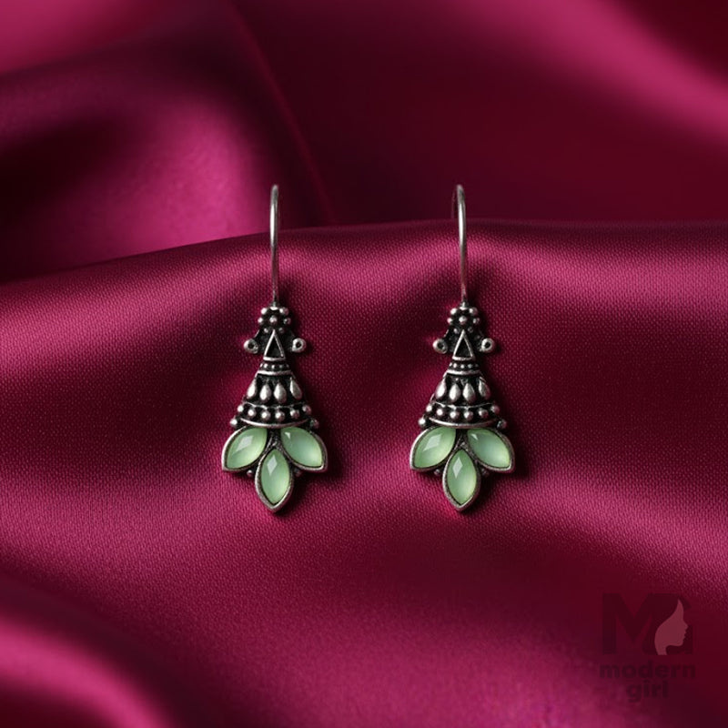 German Silver  Stone Drop Earrings