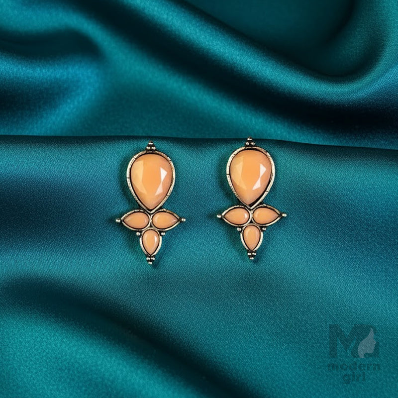 German Silver Stone Earrings