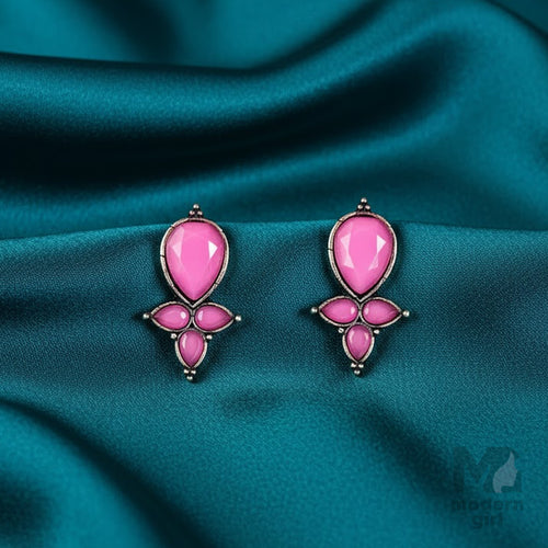 German Silver Stone Earrings