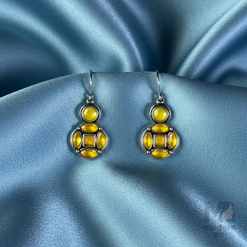 German Silver Turquoise Stone Drop Earrings