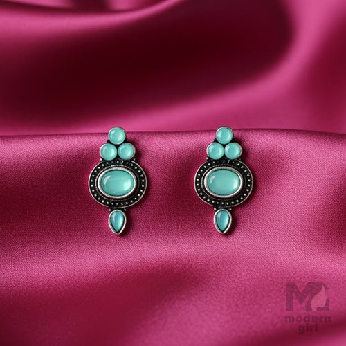 Antique Gold Stone Stud Earrings