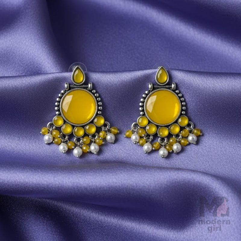 Stone & Pearl Drop Earrings