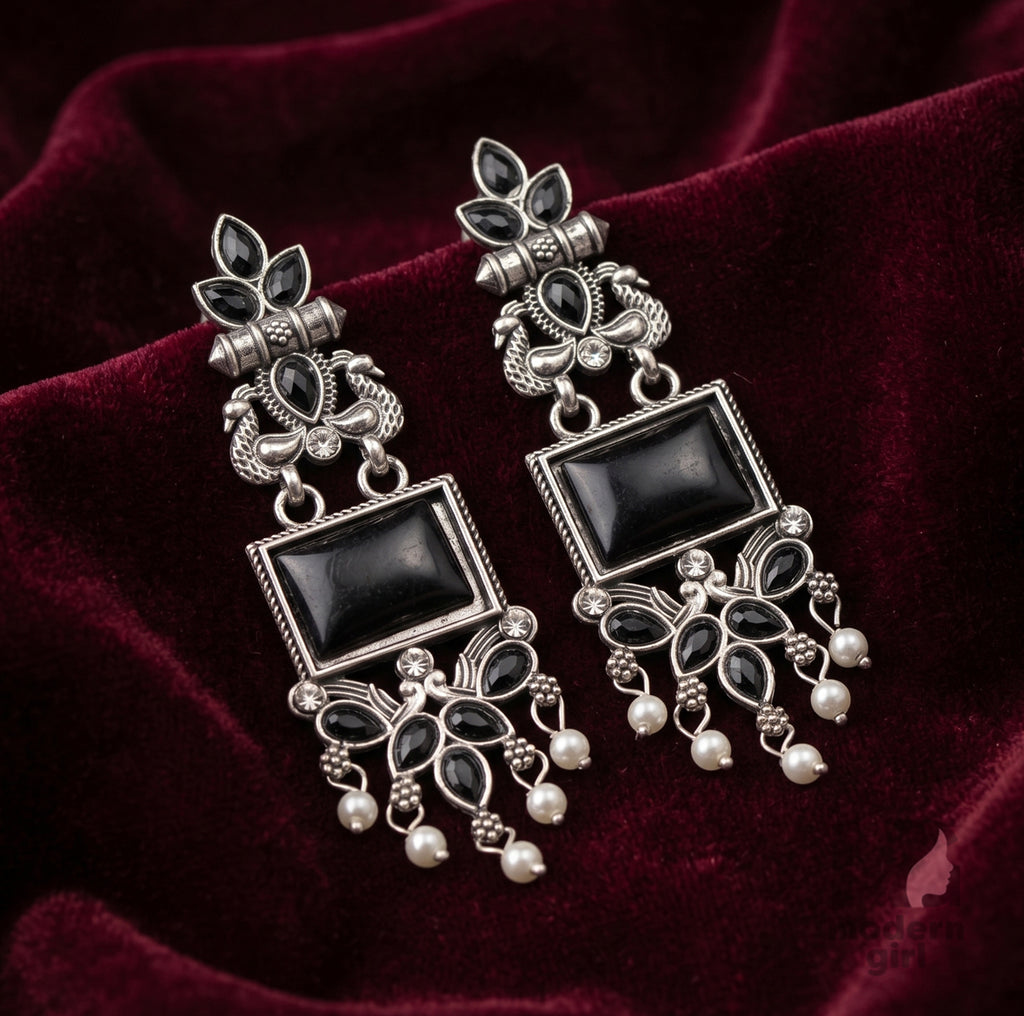 Ruby Pearl Heritage Earrings – Antique Ethnic Statement Design
