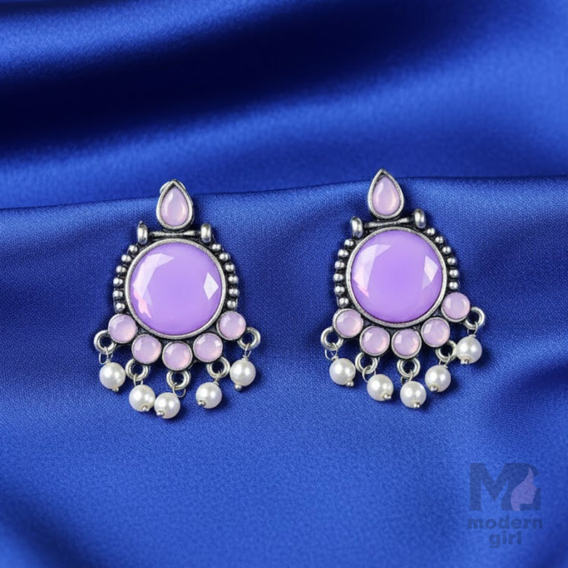 Stone & Pearl Drop Earrings