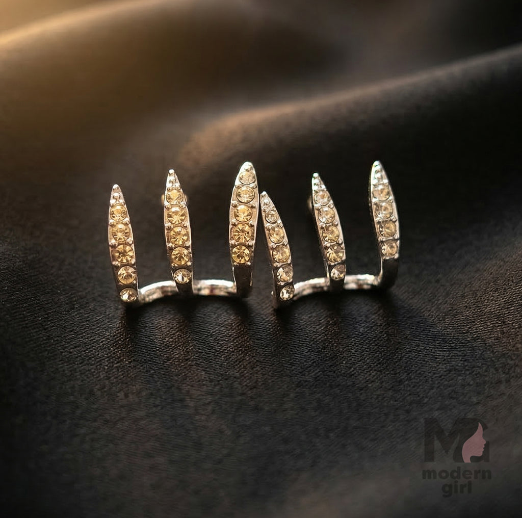 Triple Row Crystal Hoop Earrings