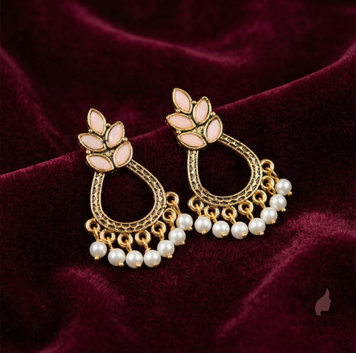 Floral Hoop Pearl Drop Earrings | Elegant Ethnic & Traditional Jewelry for Women