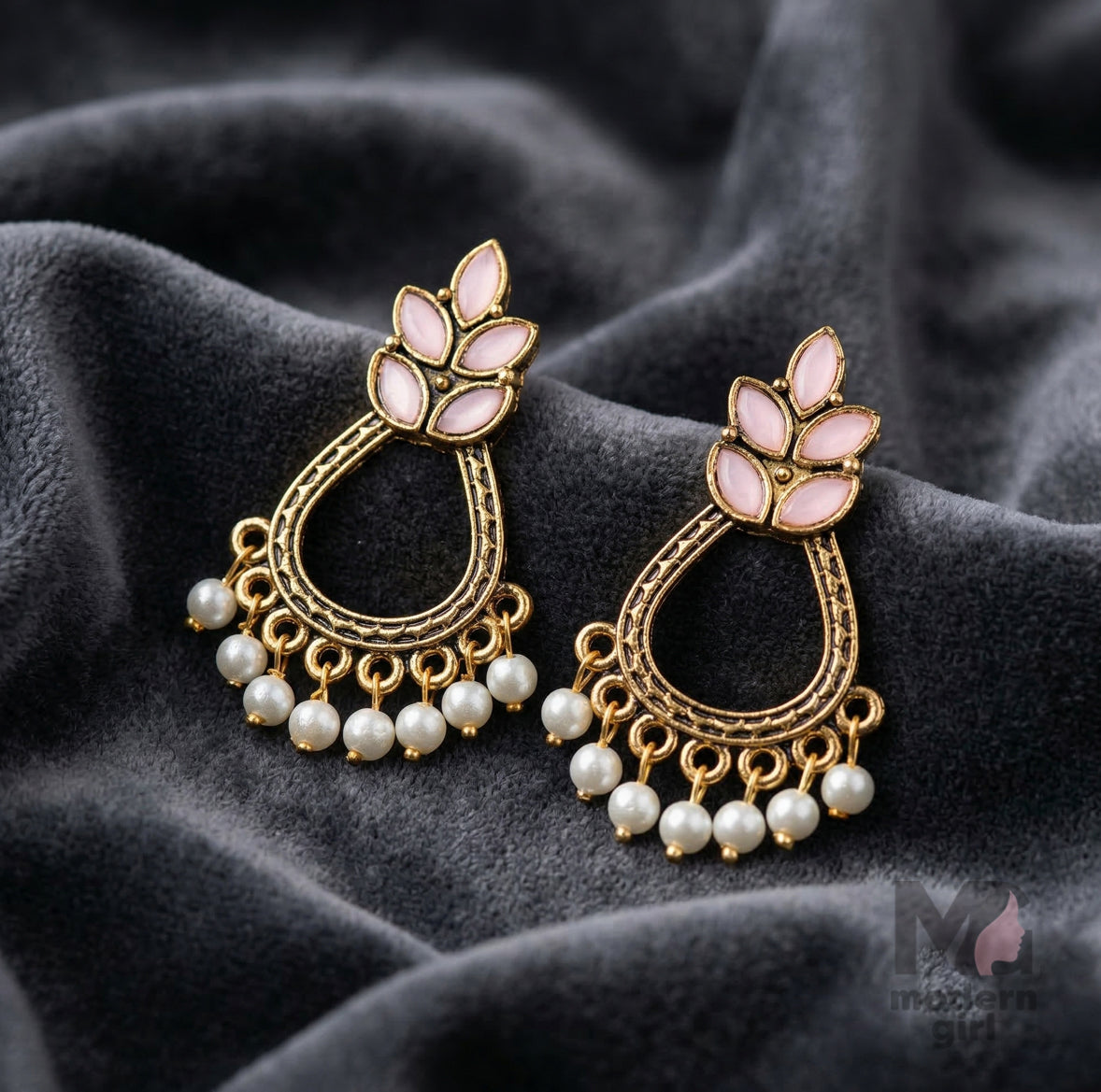 Floral Hoop Pearl Drop Earrings | Elegant Ethnic & Traditional Jewelry for Women