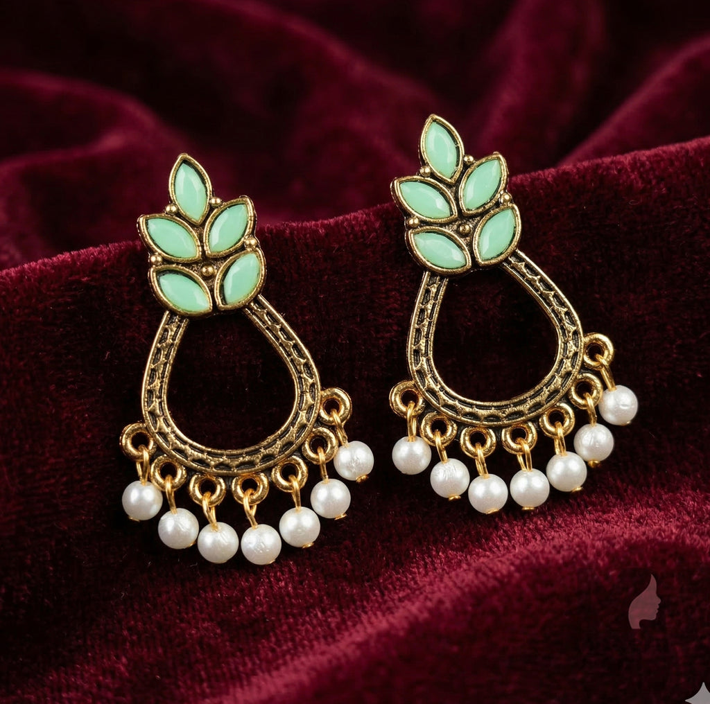 Floral Hoop Pearl Drop Earrings | Elegant Ethnic & Traditional Jewelry for Women