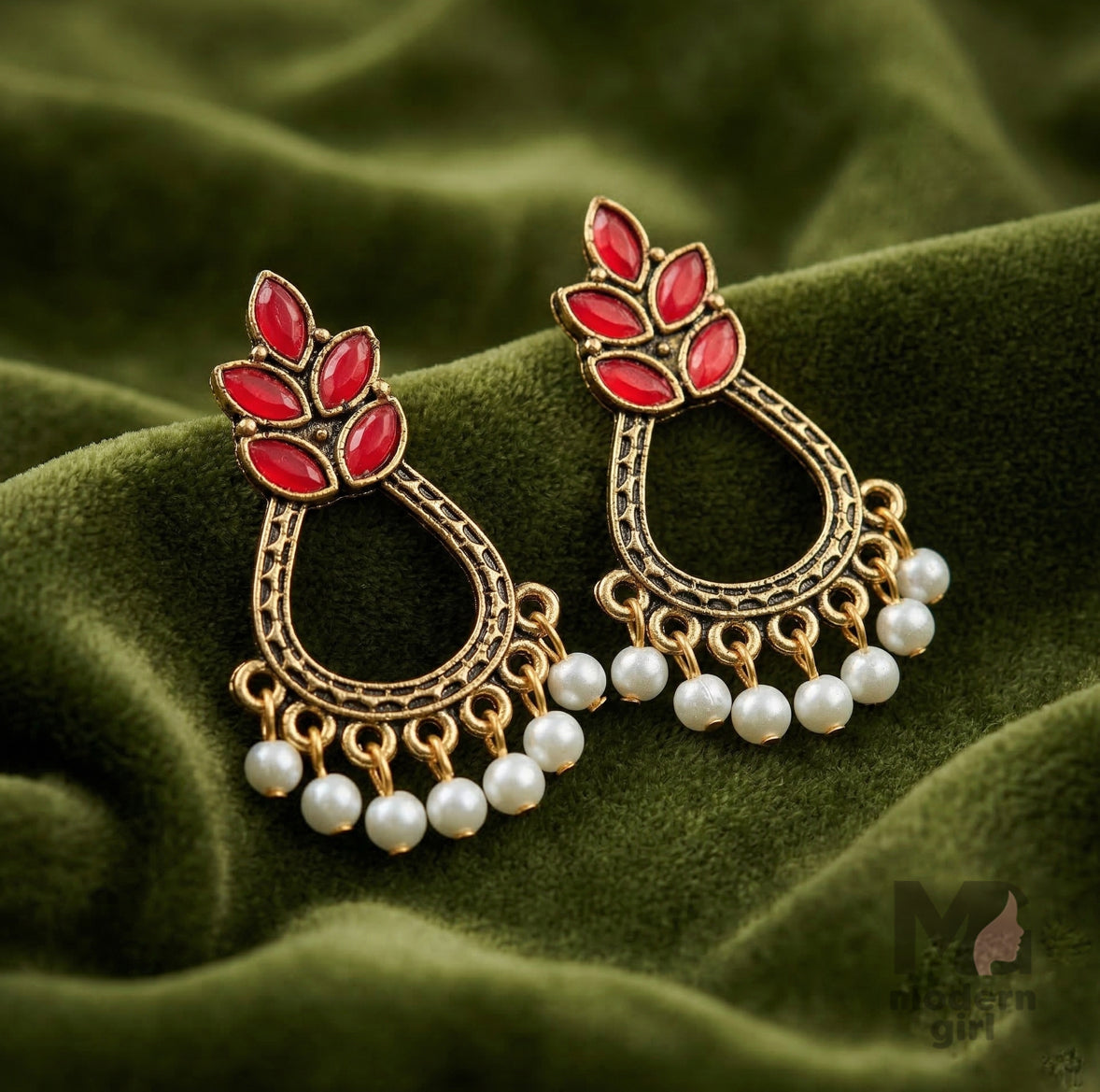 Floral Hoop Pearl Drop Earrings | Elegant Ethnic & Traditional Jewelry for Women