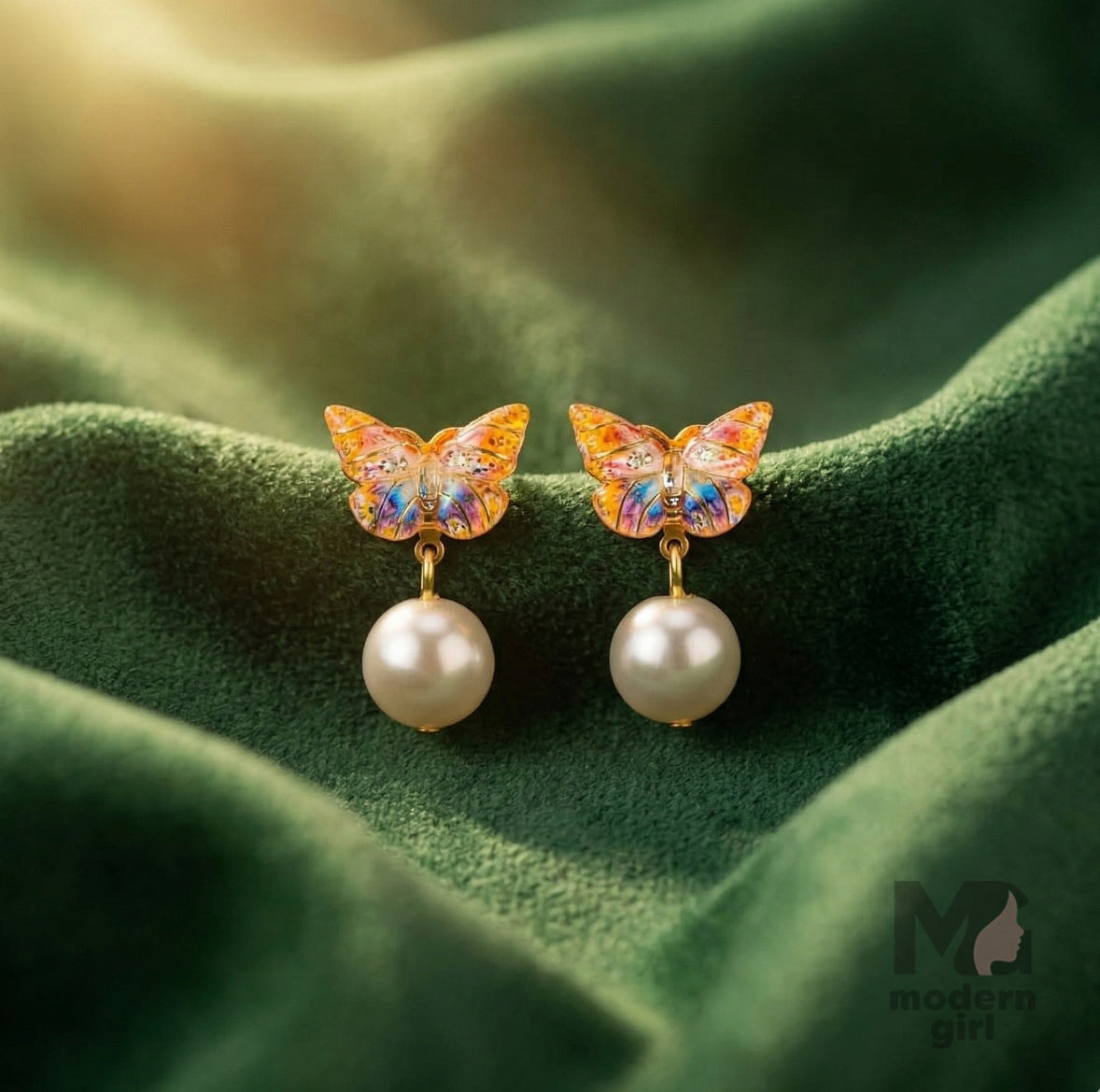 Butterfly Pearl Drop Earrings