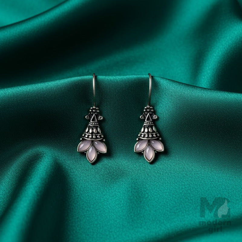 German Silver  Stone Drop Earrings