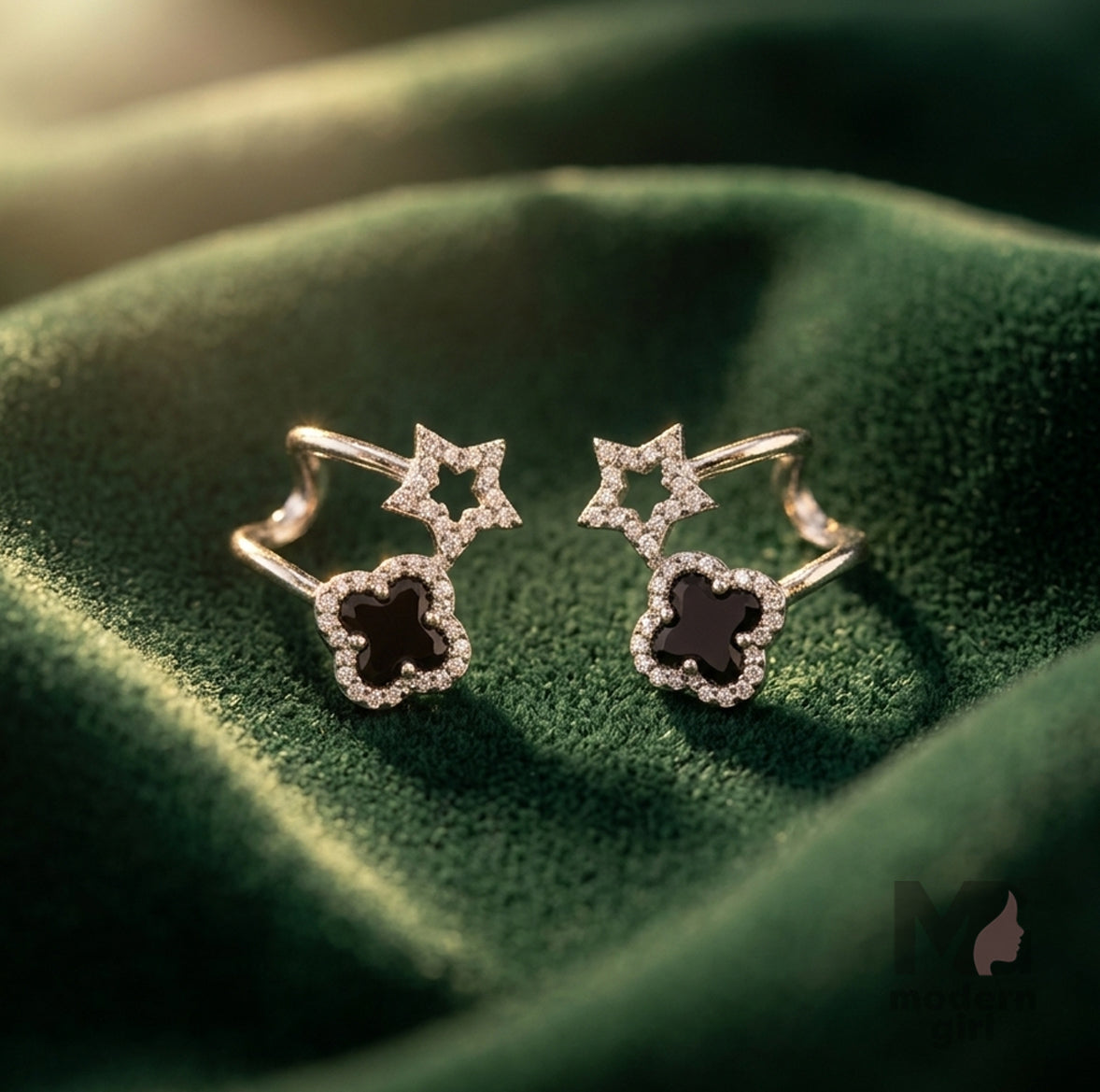 Luxury Star & Clover CZ Ear Cuff Earrings
