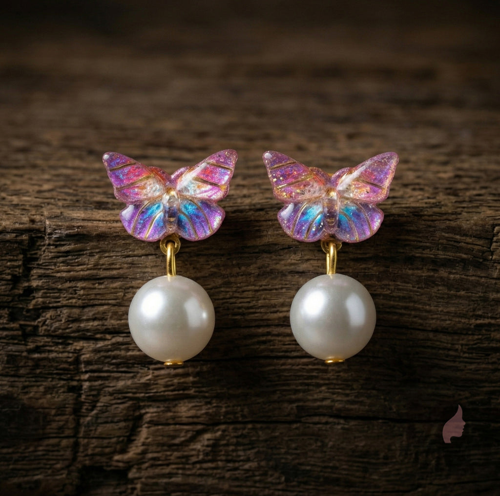 Butterfly Pearl Drop Earrings