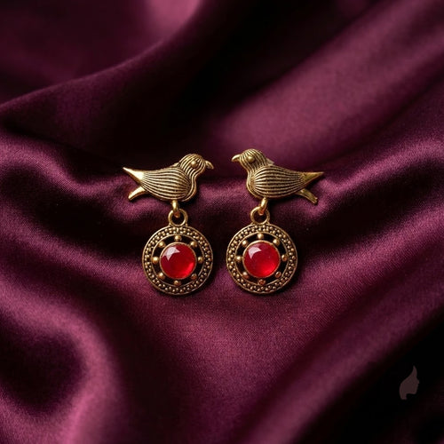 Golden Bird Drop Earrings