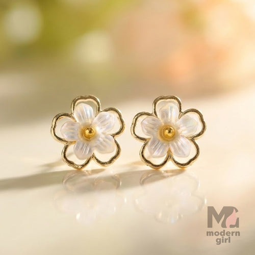 Pearl Petal Blossom Stud Earrings