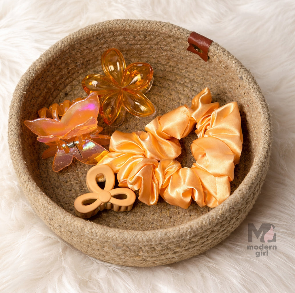 Peach Orange Glow Hair Accessory Gift Combo Set