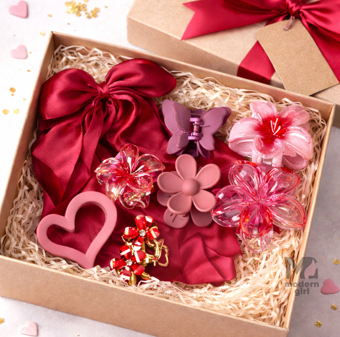 Romantic Red Hair Accessory Gift Combo Set – Modern Girl