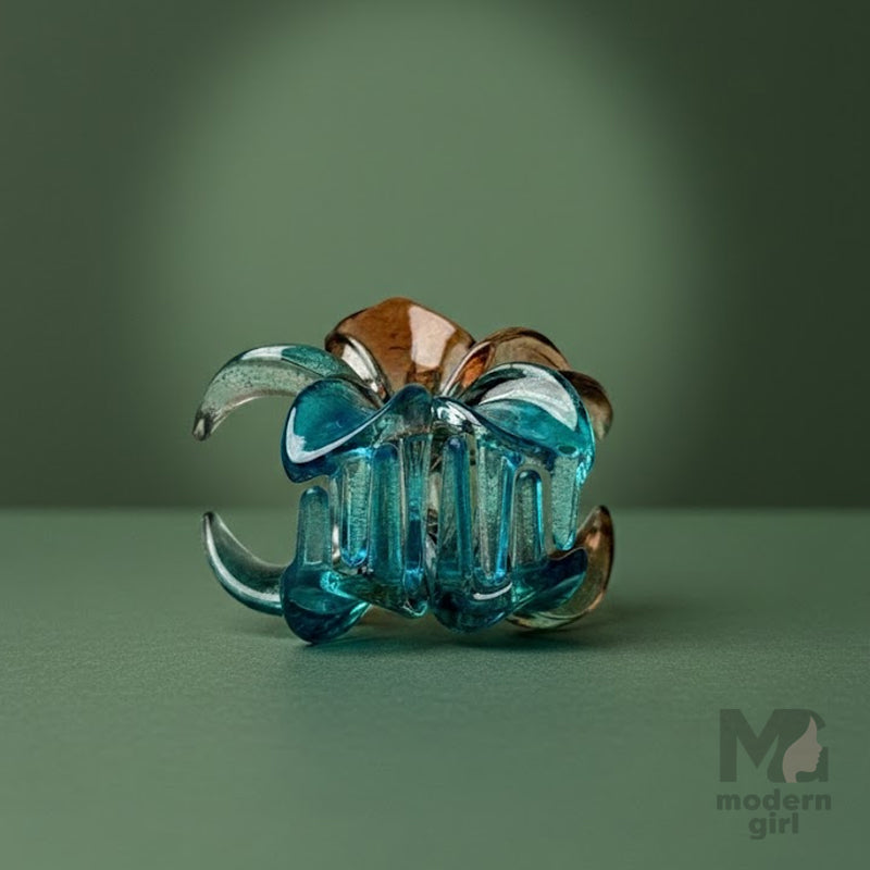 Crystal Flower Hair Claw Clip – Dual Tone