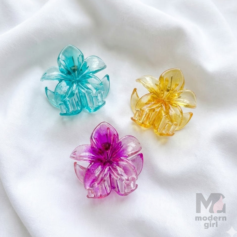 Floral Transparent Hair Claw Clip