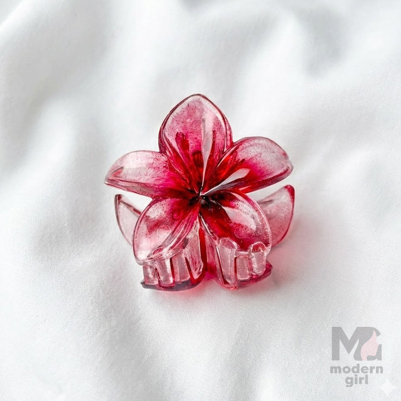 Floral Transparent Hair Claw Clip