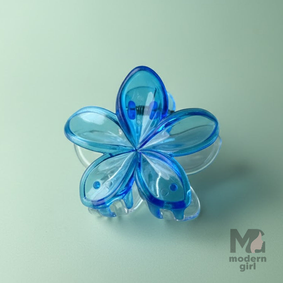 Crystal  Flower Hair Claw Clip – Transparent Floral Grip Clip for Girls