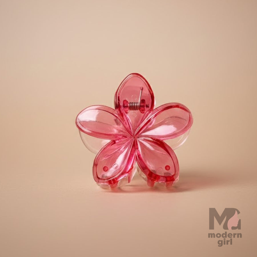 Crystal  Flower Hair Claw Clip – Transparent Floral Grip Clip for Girls