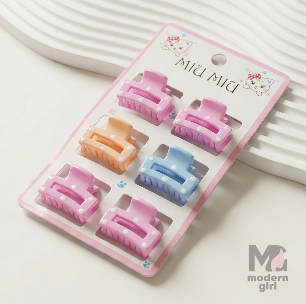 Pastel Mini Rectangle Hair Clip - 6 Pieces
