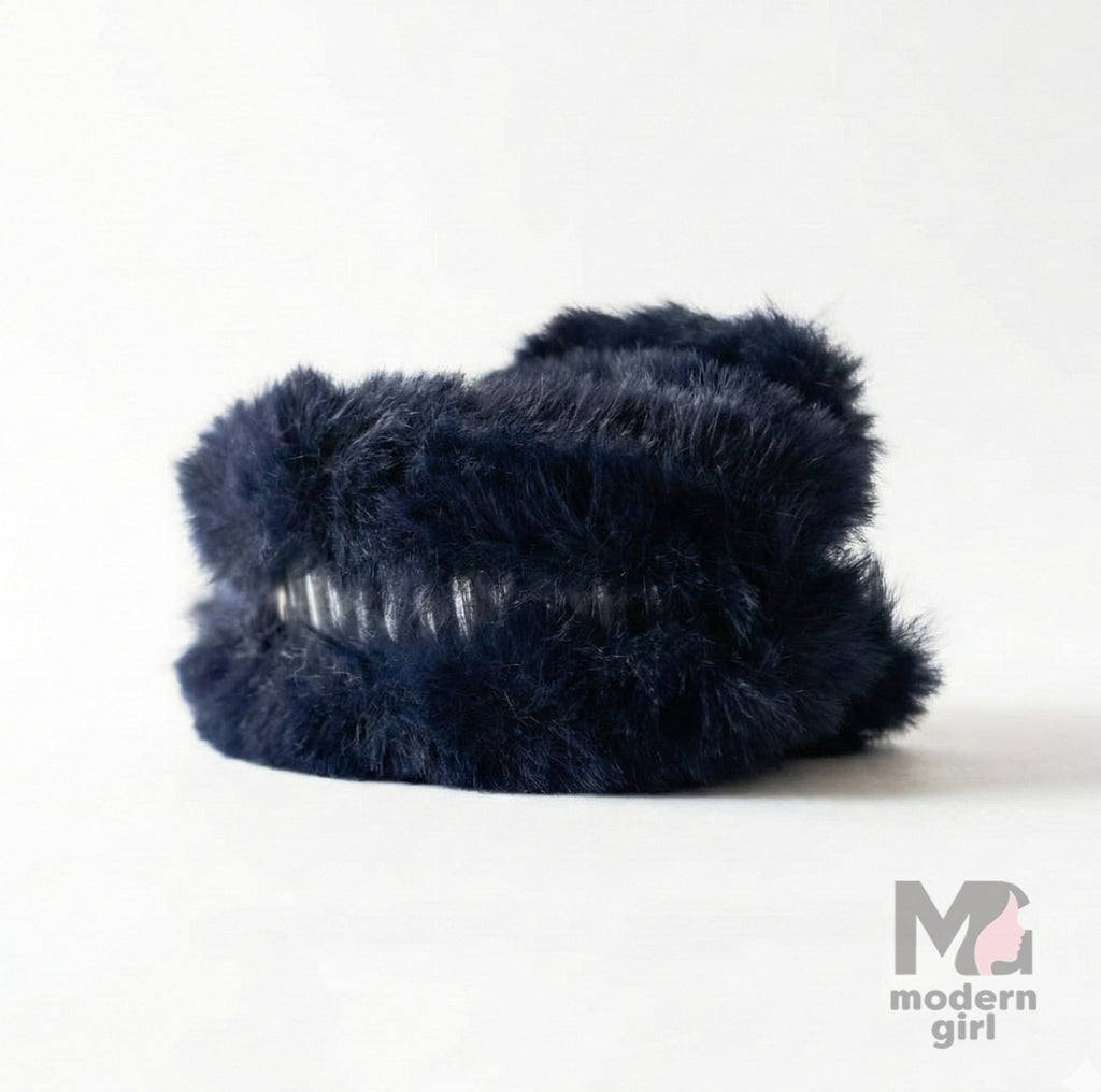 Premium Oval Fur Hair Claw Clip