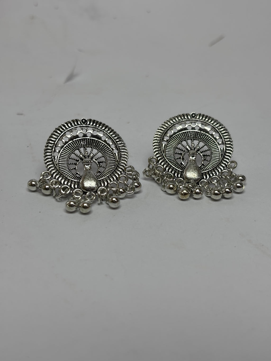 German Silver Peacock Earrings