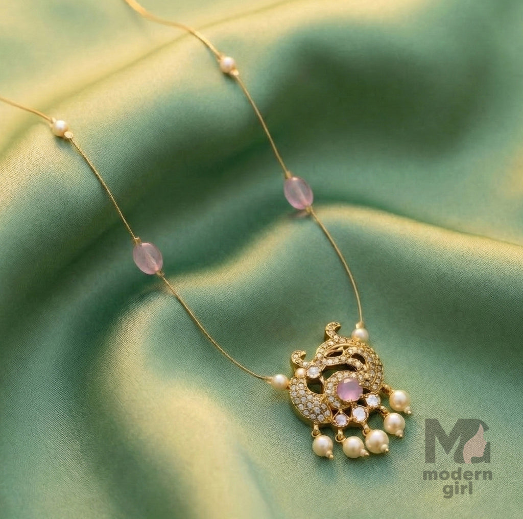 Traditional Peacock Design Invisible Chain Necklace