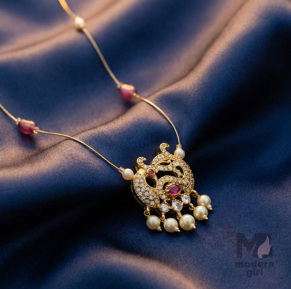 Traditional Peacock Design Invisible Chain Necklace