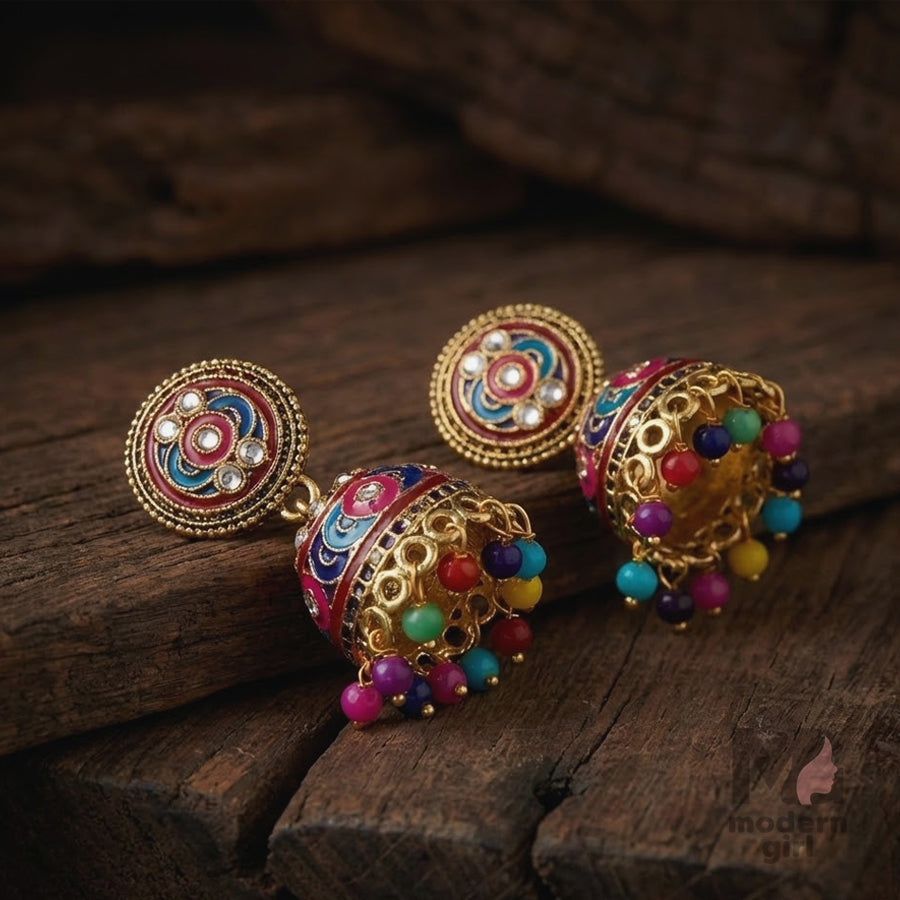 Oxidized Floral Jhumka