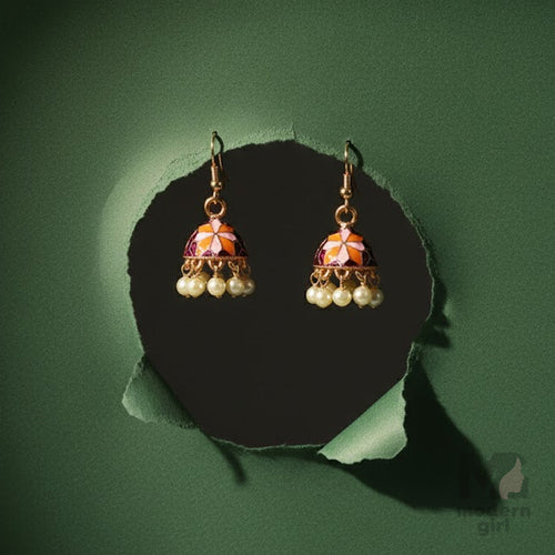 Jhumka Earrings with Pearls