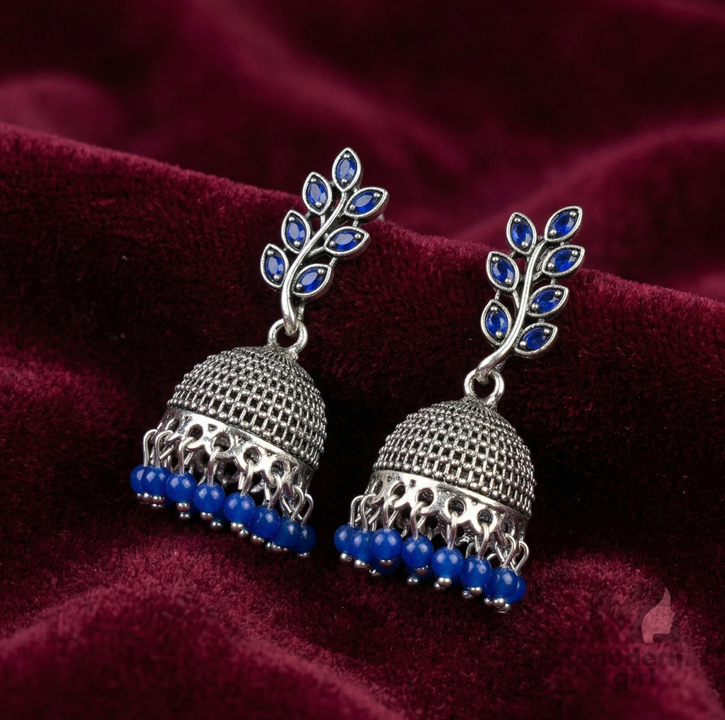Leaf Design Jhumka Earrings for Women | Designer Pearl Drop Ethnic Jewelry