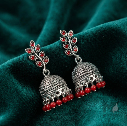 Leaf Design Jhumka Earrings for Women | Designer Pearl Drop Ethnic Jewelry