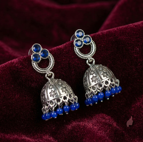 Classic Stone Jhumka Earrings for Women | Traditional Beaded Ethnic Jewelry