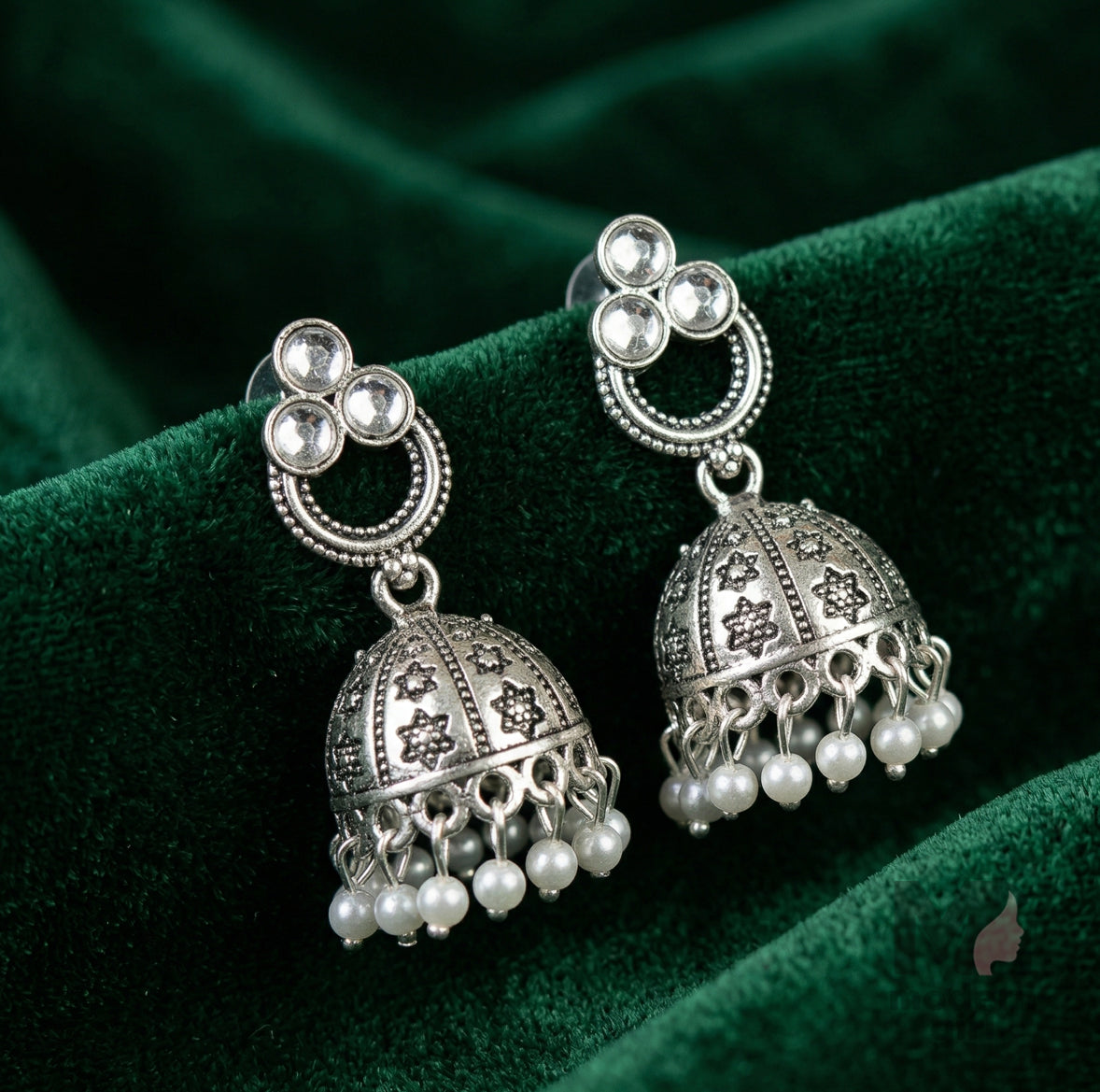 Classic Stone Jhumka Earrings for Women | Traditional Beaded Ethnic Jewelry
